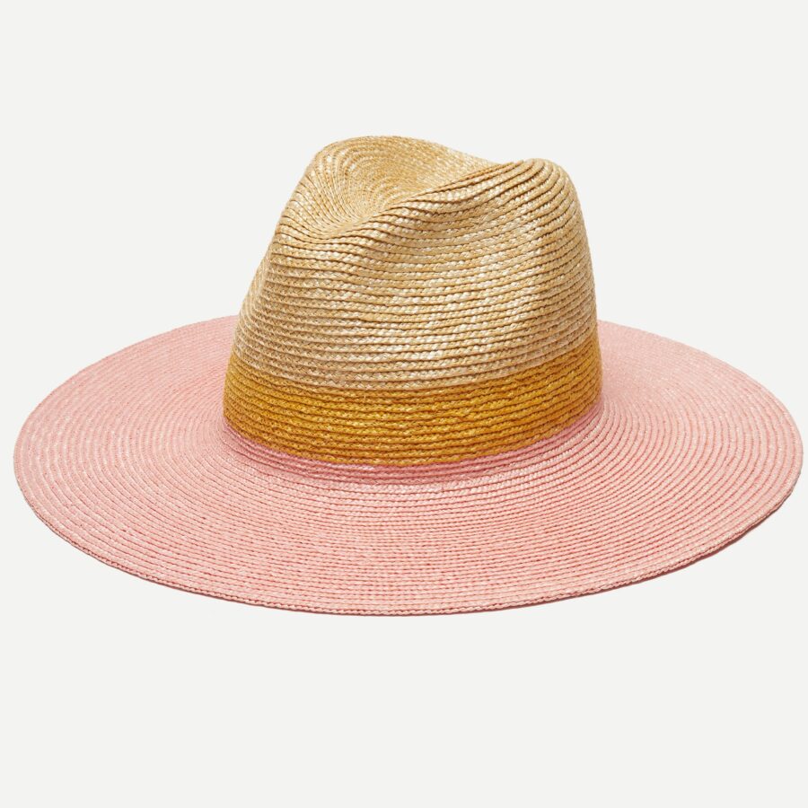 Packable Wheat Straw Rancher Hat - Pink & Gold