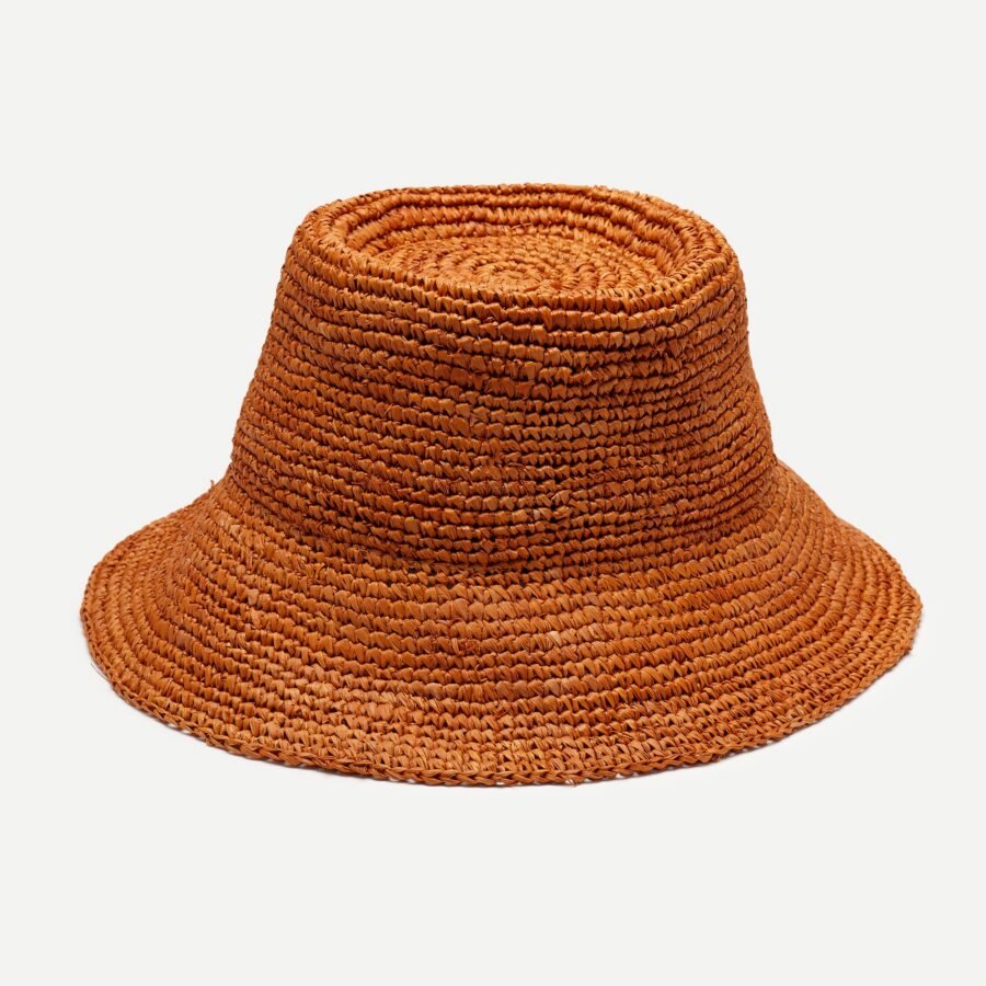 Breezy Raffia Bucket Hat in Rust