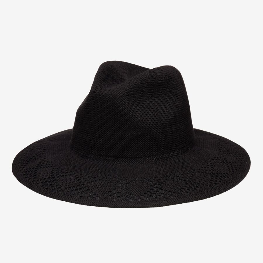 Packable Mesh Wide Brim Sun Hat - Black