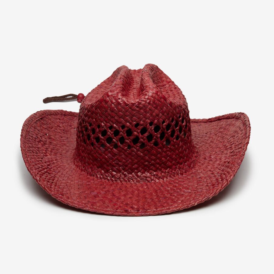Raffia Cowboy Hat - Wine