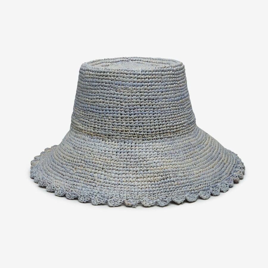 Shoreline Raffia Bucket Hat in Light Blue