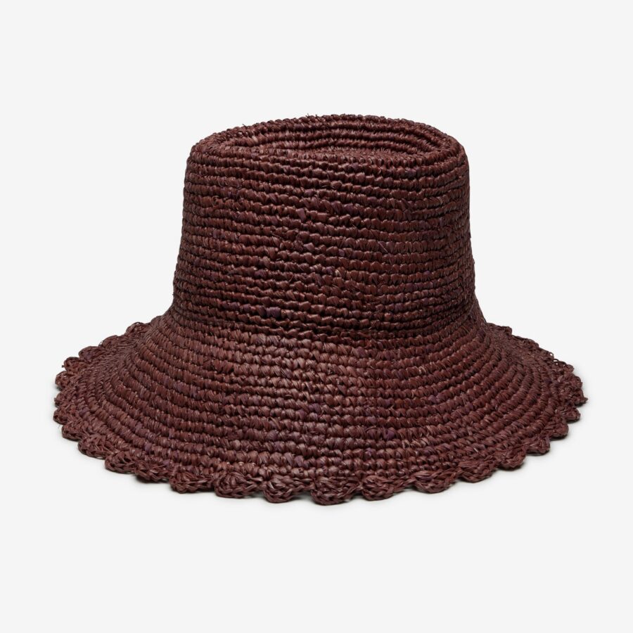 Lagoon Raffia Bucket Hat in Wine