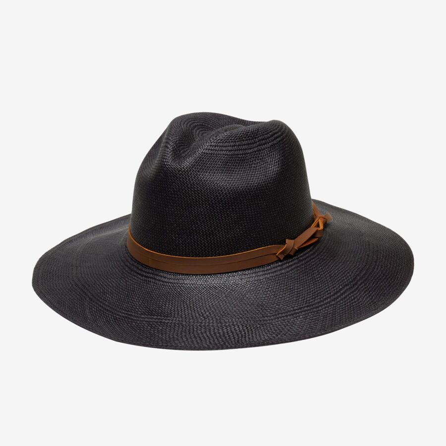 Open-Air Straw Sun Hat in Black