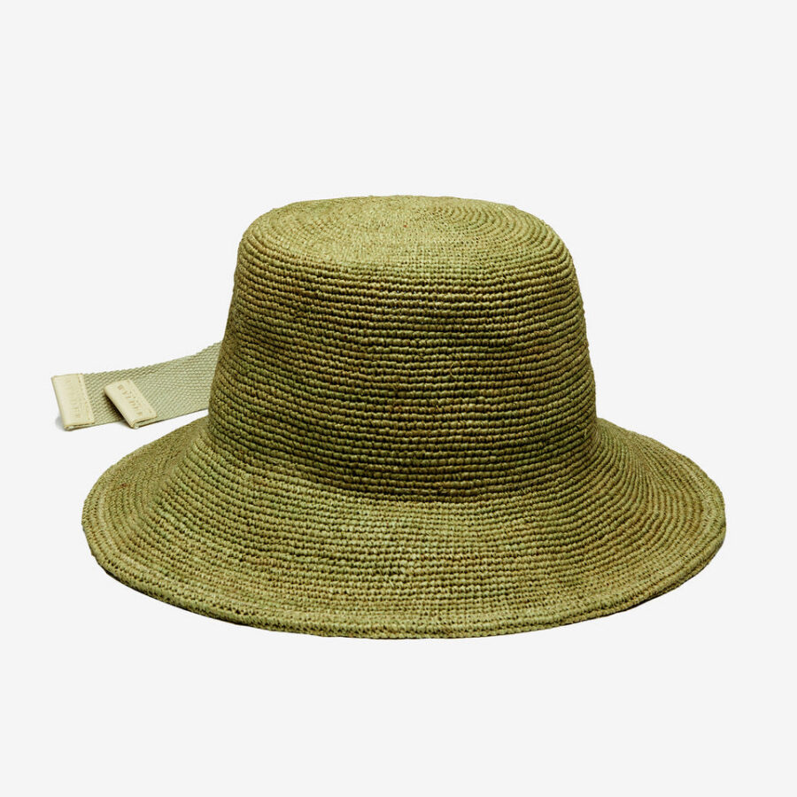 Voyage Raffia Bucket Hat in Green