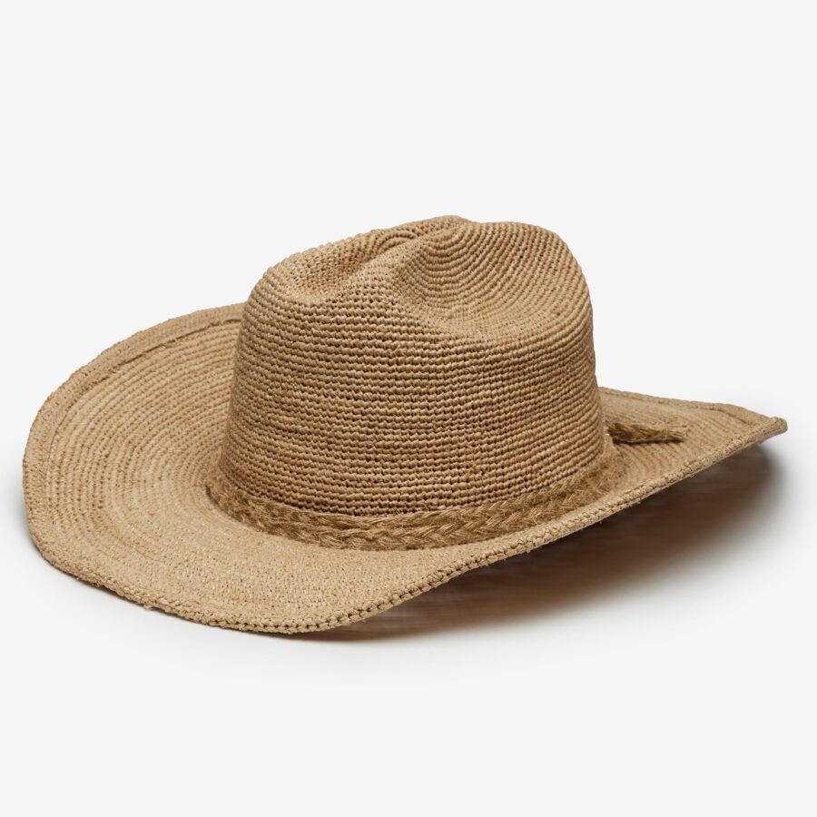 Packable Raffia Cowboy Hat - Natural