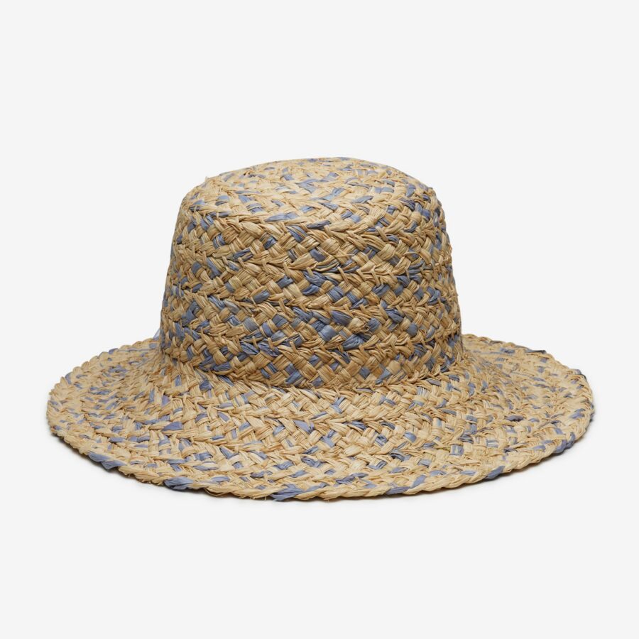Beachside Raffia Bucket Hat in Blue