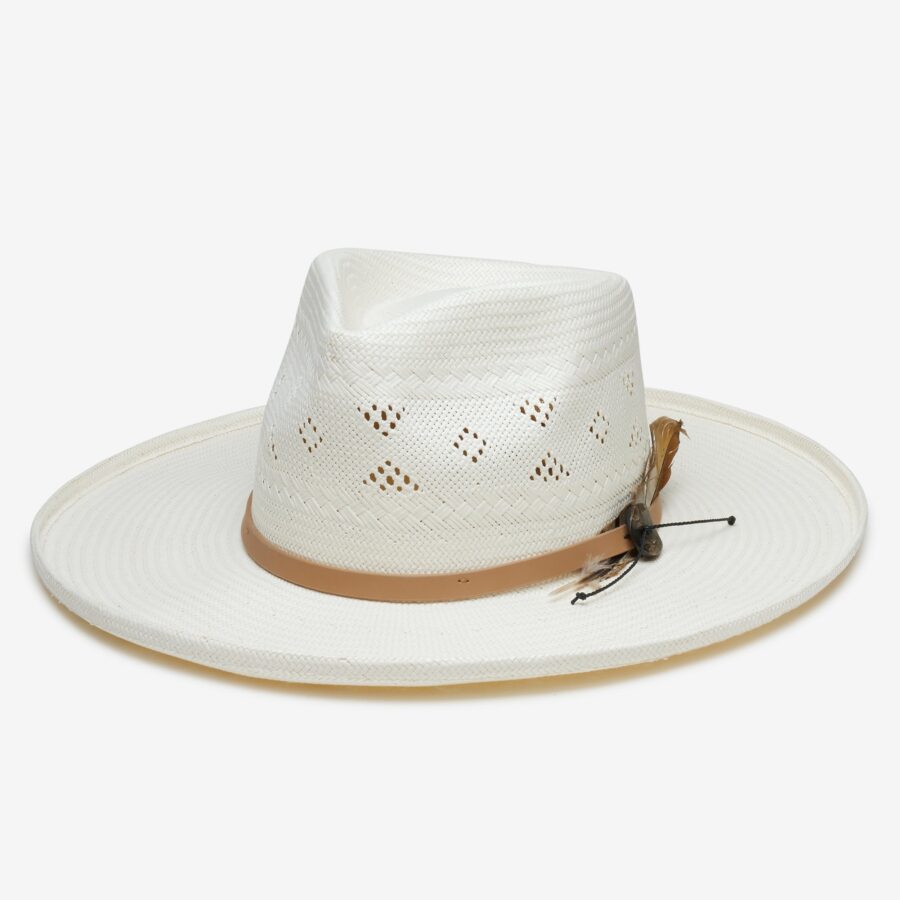 Oasis Shantung Straw Structured Brim Hat in Ivory