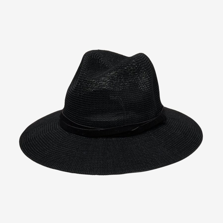 Packable Straw Panama Hat - Black