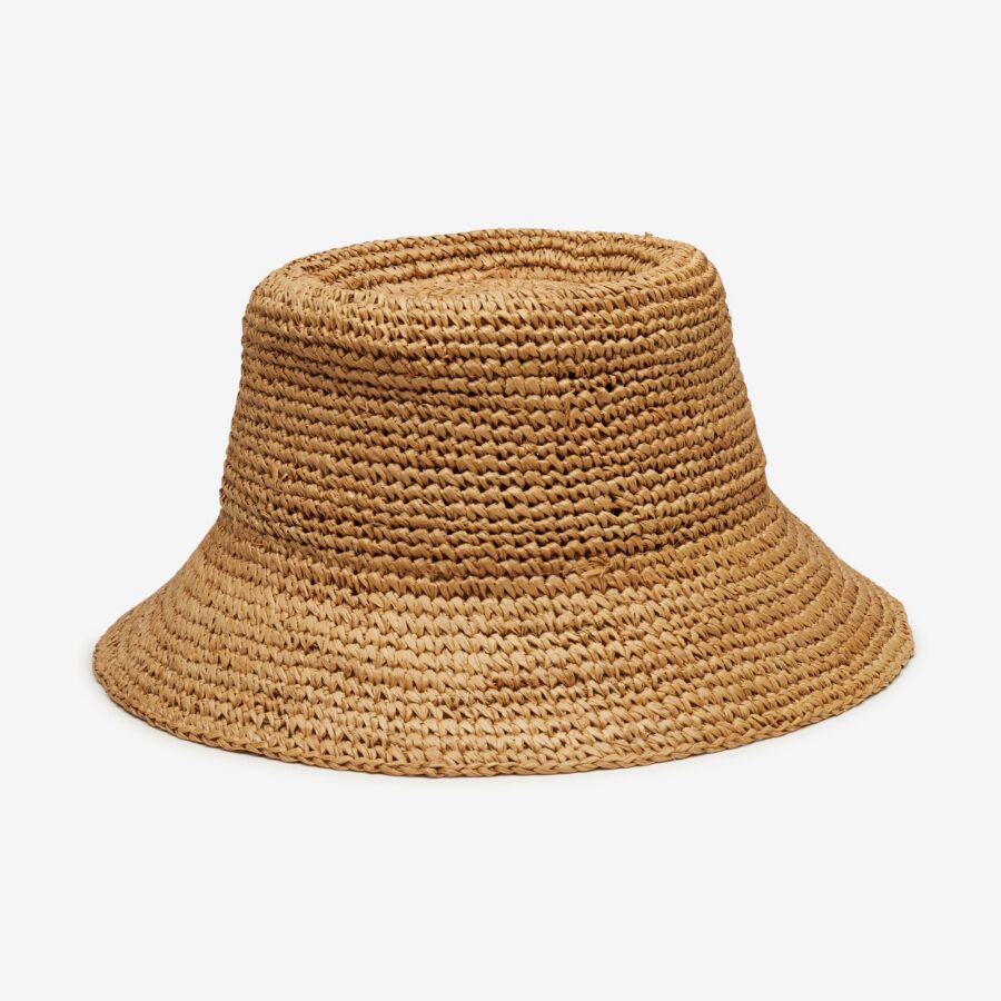 Harbor Raffia Bucket Hat in Camel